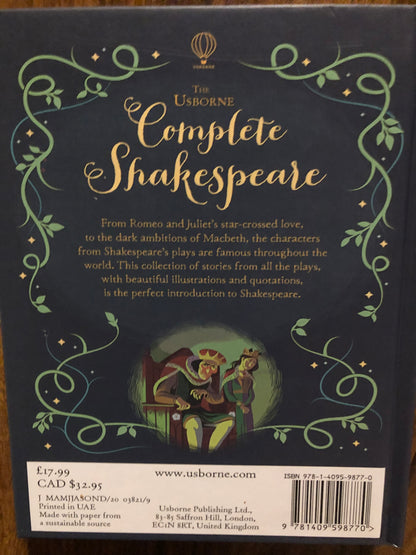 The Usborne 
Complete Shakespeare 
🍃Stories from all the plays 🍃